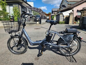 手渡し限定 Panasonic 電動アシスト自転車 GYUTTO ANNYS 3段変速 自動点灯付き 20インチ 黒 バッテリー・充電器あり 前カゴ・後ろ荷台付き