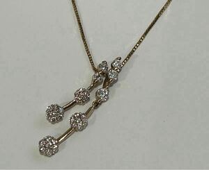 1円スタート ダイヤモンド ネックレス 0.56ct ペンダントトップ K18 18K 750 3.82g 全長約40cm レディース ジュエリー トップ約2cm 約3cm