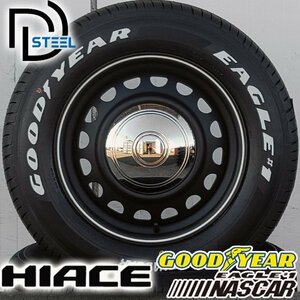 新作 ハイエース 200系 レジアスエース グッドイヤー ナスカー 215/65R16C タイヤ ホイール 4本 セット ホワイトレター D-STEEL