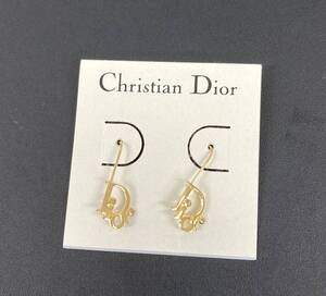 ＃8493保管品 美品 Christian Dior ディオール Diorロゴ ピアス ゴールドカラー