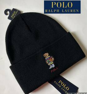 【送料無料】新品★POLO RALPH LAUREN ポロ ラルフローレン★ポロベア ニット帽 キャップ 帽子 ビーニー ウール混 黒