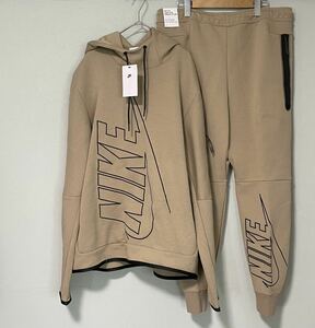 2XL 新品 NIKE ナイキ メンズ テックフリース パーカー スウェットパンツ ジョガー 上下 セットアップ スウェット グラフィック ベージュ