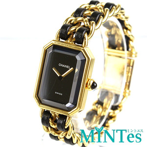 Chanel シャネル プルミエール M レディース腕時計 クォーツ H0001 ブラック×ゴールド レディース 女性 黒 ドレスウォッチ チェーン 高級