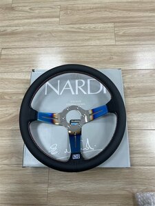 NARDIステアリング 黒レザー×シルバースポーク 350mm 14インチスポーツステアリングホイール