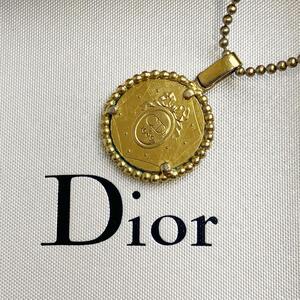 美品!! クリスチャン ディオール Christian Dior ネックレス ペンダント 1989 RF1789 CD ロゴ コイン サークル 刻印 ゴールド ヴィンテージ