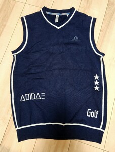 【美品】アディダスadidas★ Vネックニットベスト ★濃紺