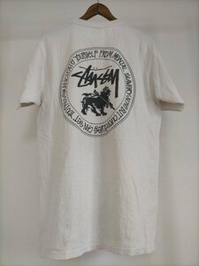 80s黒タグ復刻 グアテマラ製 Stussy ステューシー ストックロゴ ラスタライオン 両面プリント Tシャツ size-M ★オールドスケート