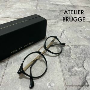 ATELIER BRUGGE アトリエブルージュ サングラス ファッション用 ブラック ゴールドフレーム クリア ボックス クロス付 レディース 玉SS2184