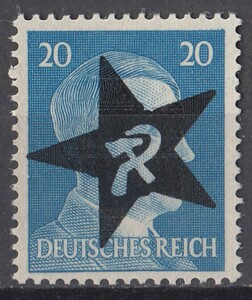 ドイツ第三帝国占領地 普通ヒトラー(Chemnitz)加刷切手 20pf