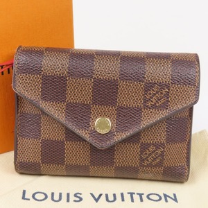 95957★1円スタート★LOUIS VUITTON ルイヴィトン 中美品 ポルトフォイユ ヴィクトリーヌ ダミエ 三つ折り財布 PVC エベヌ