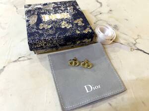 美品 Dior/ディオール CD Nany CDネイビー スタッドピアス ゴールドカラー ピアス レディース アクセサリー ロゴモチーフ 箱付き★