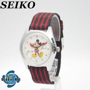 え05323/SEIKO セイコー/ディズニータイム/手巻き/腕時計/ミッキーマウス/数字/文字盤 ホワイト/5000-7000