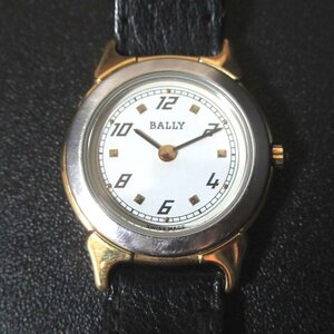 美品 BALLY バリー クォーツ 2針式 レザーベルト レディースウォッチ 腕時計 13.01 ホワイト文字盤×ブラックベルト