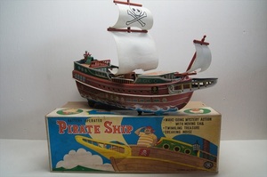 [珍品]増田屋 PIRATE SHIP ブリキ バッテリー式 1960年代 当時物 海賊船 船 ワンピース 帆船 箱付き 雑貨