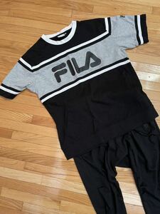 フィラ　FILA ロゴ Tシャツ　半袖　黒　グレー　半袖Tシャツ　 L