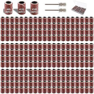 サンディングバンド サンディングリング 242枚 #80/#120/#180 各80個 サンドドラム 回転工具用 サンディングドラム 2本軸 赤