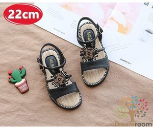 kids バックル リゾートサンダル 【ブラック 22cm】 韓国子供服 キッズ ビーチサンダル 子供用 女の子