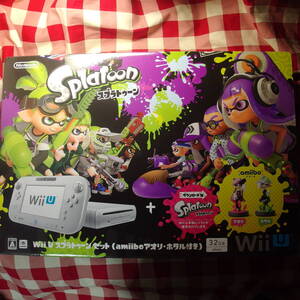 新品未使用 Wii U スプラトゥーン セット （amiibo アオリ・ホタル付き） WUP-S-WAHT 未通電　Wii U本体