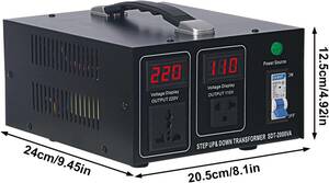 KLD 2000VA 変圧器 ｜100V-120V/220V-240V 入力出力電圧自動切替