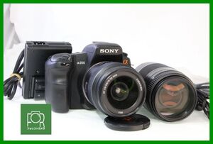 【同梱歓迎】実用■SONY α200 ボディ+18-70mm+55-300mm■バッテリー・チャージャー・8GB CFカード付き■EEE1037