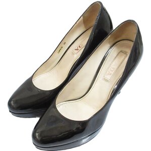 良品 PRADA プラダ パテントレザー プレーントゥ プラットフォーム ハイヒール パンプス 1IP079 36 約23.0cm相当 ブラック ◆