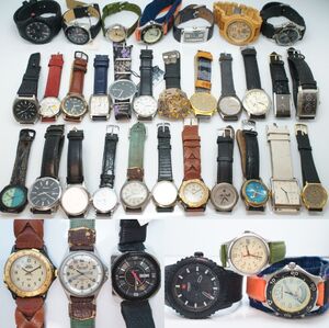 A32●美品含む 30点セット メンズ腕時計 革 レザーベルト他 CITIZEN/SEIKO/CASIO/TIMEX/SWISS MILITARY 他 大量まとめ クォーツ