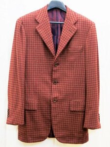 古着・中古【Kiton NAPOLI キートン カシミヤ100% ジャケット】ウール 上着 コート 46 チェック柄 3ツ釦 シングル MADE IN ITALY