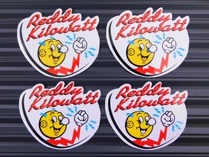 ◆送料\110◆【REDDY KILOWATT・レディキロワット】※《レーシングステッカー／４枚セット》　(品番ms097)　アメリカン雑貨　ガレージ