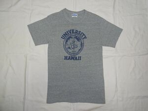 ☆ 70s80s USA製 ビンテージ UNIVERSITY OF HAWAII ハワイ大学 Tシャツ sizeM 霜降りグレー ☆古着 UH Hanes オールド カレッジ スーベニア