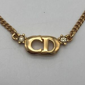 Christian Dior クリスチャン ディオール ネックレス CDロゴ ラインストーン ゴールド アクセサリー P3245