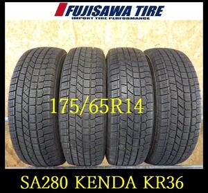 【SA280】FK4111014 送料無料◆2021/2022年製造 約7.5部山●KENDA ICETEC NEO KR36●175/65R14●4本