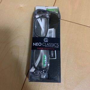 リーディンググラス (老眼鏡) NEO CLASSICS Rubber BLACK/WHITE GLR-01-4 +2.50