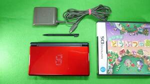 【美品・動作良好】ニンテンドーDS Lite クリムゾン・ブラック　純正充電器＋ おいでよどうぶつの森 すぐ遊べるセット