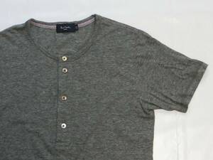 ★Paul Smith JEANS ポール・スミス　グレーで４ボタンのヘンリーネックの半袖Tシャツ M★