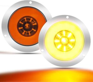 トラックテールランプ 24V LED トレーラー 12V ブレーキランプ テールランプ リバースランプ 警告灯 防水 汎用 丸型 黄色 2個セット