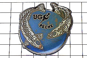 ピンバッジ・釣りの浮きフィッシング魚釣り UGO PECHE◆フランス限定ピンズ◆レアなヴィンテージものピンバッチ