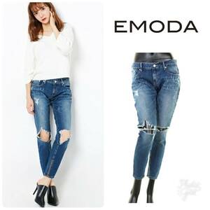 EMODA（エモダ）クラッシュテーパードデニムパンツ/1[041631471101]