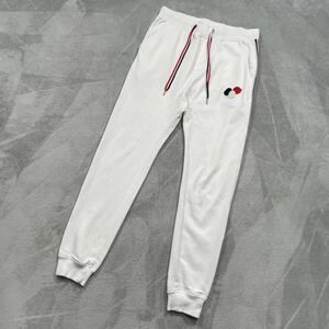 1円　美品　MONCLER モンクレール　スウェットパンツ　ボトム　ジャージ 3色ロゴワッペン　サイドライン　ホワイト　Mサイズ 9578