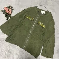 エイチアンドエム　H&M ノーカラージャケット F フルジップ