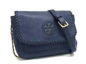 1円 ■美品■ TORY BURCH トリーバーチ レザー ショルダーバッグ クロスボディ 斜め掛けかばん レディース ネイビー系 FG2432