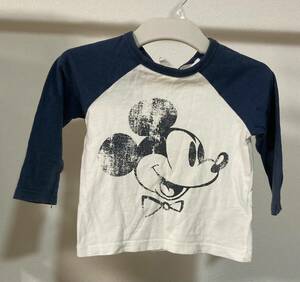 H&M　Tシャツ　ロンT　長袖　ホワイト　ネイビー　ミッキー　ディズニー　サイズ74　6-9ヶ月　ベビー　赤ちゃん　キッズ　子供