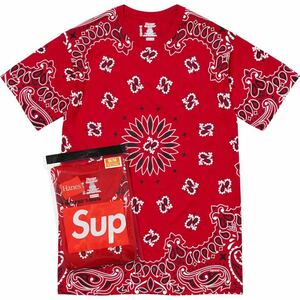 送料無料 L 赤 1枚 バラ売り Supreme Hanes Bandana Tagless Tee Red シュプリーム ヘインズ バンダナ Tシャツ レッド 新品 Box Logo 