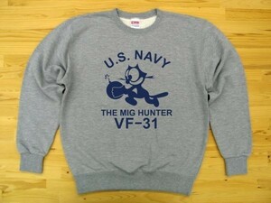 U.S. NAVY VF-31 杢グレー 9.7oz トレーナー 紺 XL スウェット トムキャット VFA-31 USN