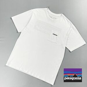 美品 Patagonia パタゴニア バックプリント半袖カットソー ポケットTシャツ トップス メンズ 白 ホワイト マルチカラー サイズS*QC730