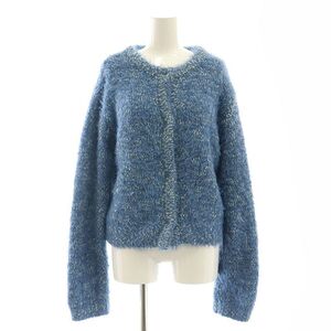 マウジー MOUSSY GLITTER SHAGGY ニットカーディガン クルーネック 長袖 ラメ 青 ブルー 010HAH70-8291 /KO ■OS ■SH レディース