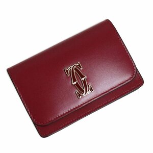 （新品・未使用品）カルティエ Cartier C ドゥ カルティエ カードケース 名刺入れ カーフスキン レザー チェリーレッド L3001900 箱付