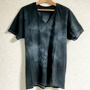 Hanes　Tシャツ / Vネック　ブラック/タイダイ　サイズM　　W018 