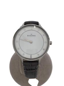 SKAGEN◆クォーツ腕時計/アナログ/レザー/WHT/GRY/SKW2173