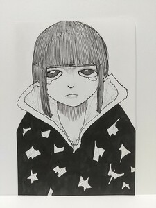 オリジナルイラスト★手描きイラスト★人★ハンドメイド 絵 モノクロ 白黒 アート 自作 アナログ 原画 インテリア illustration art