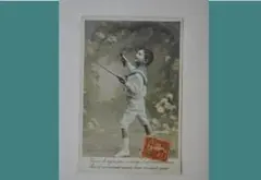 20世紀初期　フランス製　アンティーク・ポストカード P スティックの少年